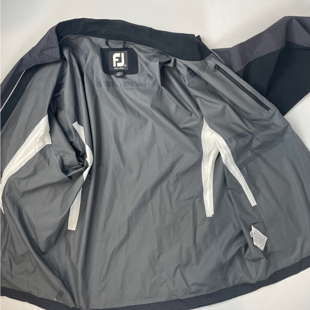 FootJoy Men's HydroLite ZIP Golf Rain Jacket WATERPROOF CHARCOAL HOUNDSTOOTH XL - Picture 5 of 16
